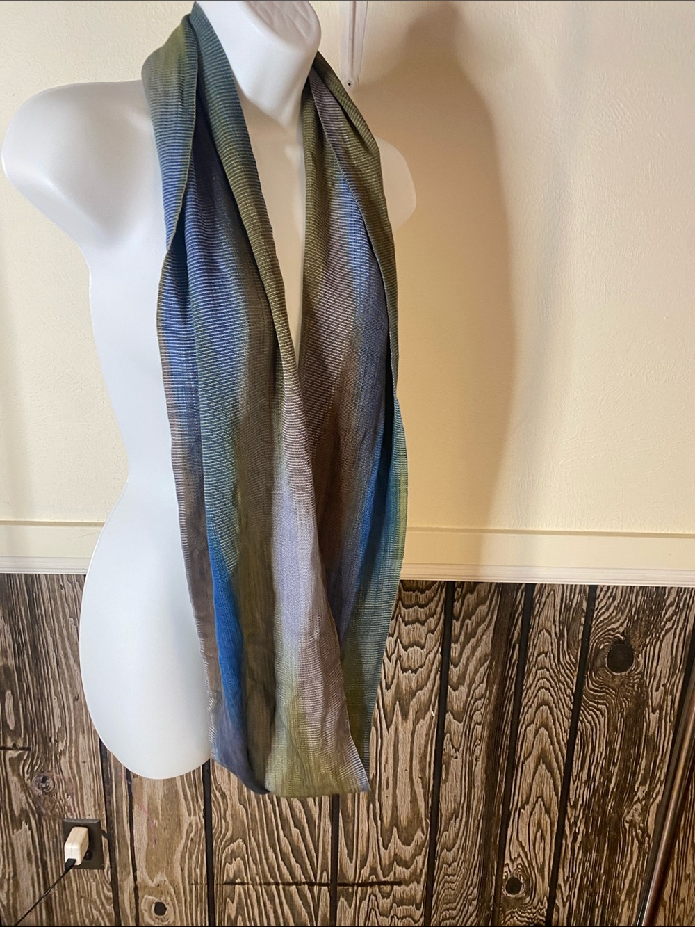 Lightweight Ombre Scarf in Blue, Green & Brown - Versatile Wrap
